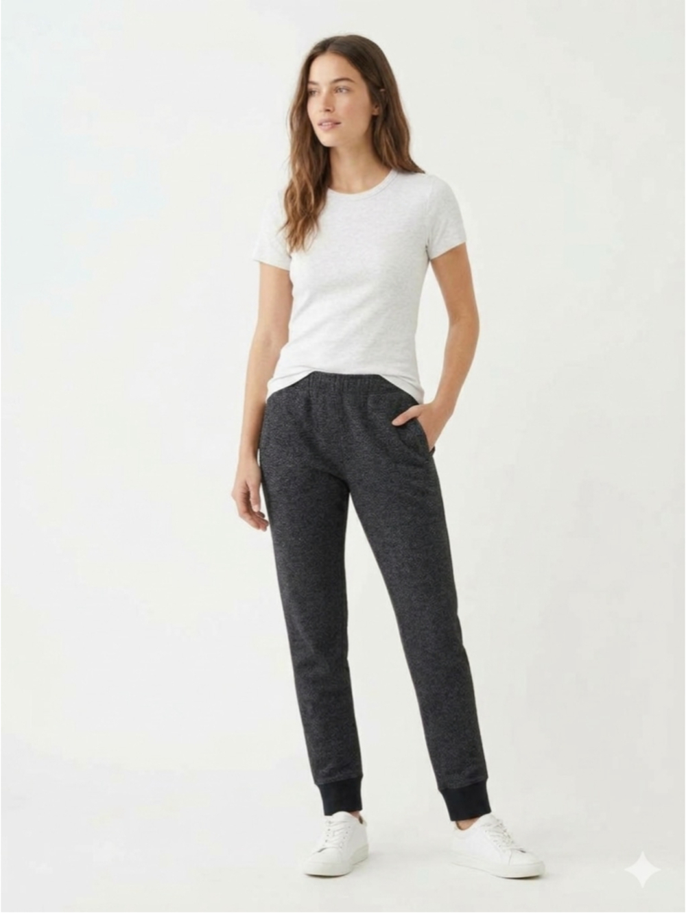 ROOTS Canada Women's Gray Salt & Pepper Original Slim Cuff Sweatpants Medium 936